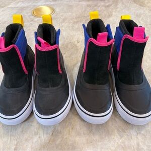 Vans MTE Kids Black High-Top Sneakers with Pink, Blue & Yellow Accents
